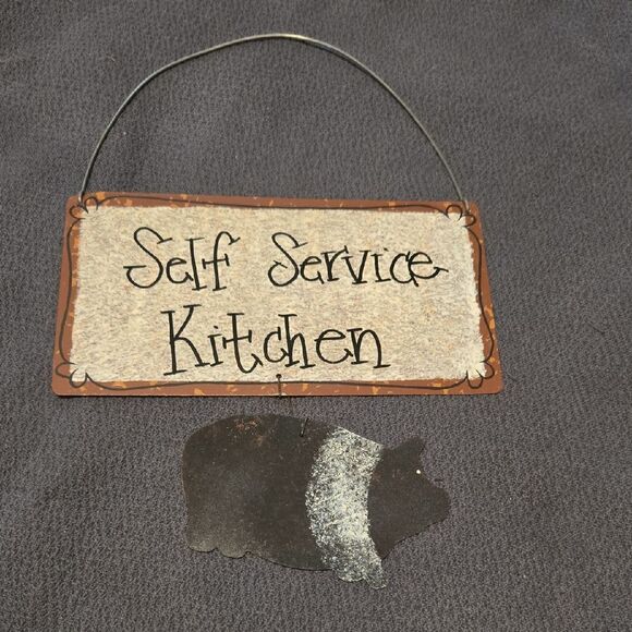 Rustic Self Service Kitchen Sign with Pig Accent - Picture 1 of 2